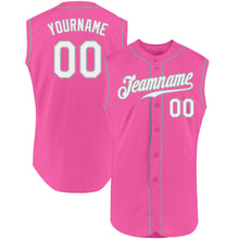 Load image into Gallery viewer, Custom Pink White-Gray Authentic Sleeveless Baseball Jersey
