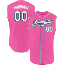 Загрузить изображение в средство просмотра галереи, Custom Pink White-Light Blue Authentic Sleeveless Baseball Jersey
