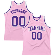 Load image into Gallery viewer, Custom Light Pink Purple-White Authentic Throwback Basketball Jersey
