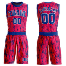 Load image into Gallery viewer, Custom Pink Royal-White Round Neck Sublimation Basketball Suit Jersey
