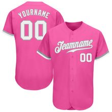 Charger l&#39;image dans la galerie, Custom Pink White-Gray Authentic Baseball Jersey
