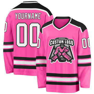 Custom Hockey Jersey Purple Pink-Black Hockey Lace Neck Jersey Youth Size:M