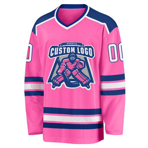 Cheap Custom Royal Pink-White Hockey Jersey Free Shipping