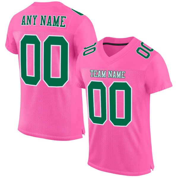 Cheap Custom Pink Neon Green-White Mesh Authentic Football Jersey Free  Shipping – CustomJerseysPro