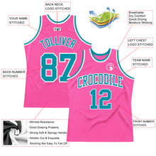 Загрузить изображение в средство просмотра галереи, Custom Pink Teal-White Authentic Throwback Basketball Jersey
