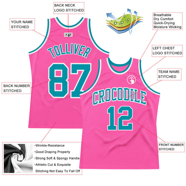 Cheap Custom Teal White-Pink Authentic Fade Fashion Basketball Jersey Free  Shipping – CustomJerseysPro