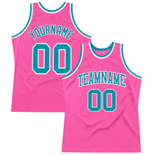 Загрузить изображение в средство просмотра галереи, Custom Pink Teal-White Authentic Throwback Basketball Jersey
