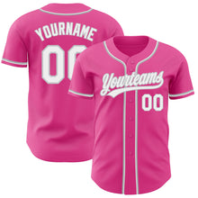 Load image into Gallery viewer, Custom Pink White-Gray Authentic Baseball Jersey
