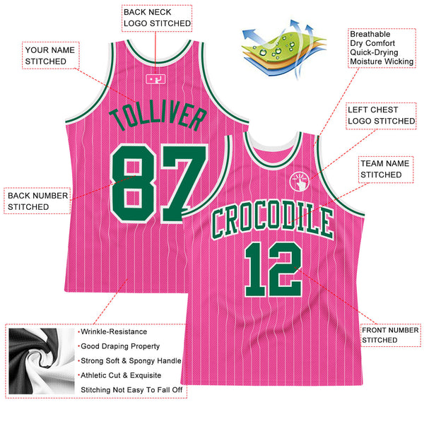 Cheap Custom Pink White Pinstripe Green Authentic Baseball Jersey Free  Shipping – CustomJerseysPro