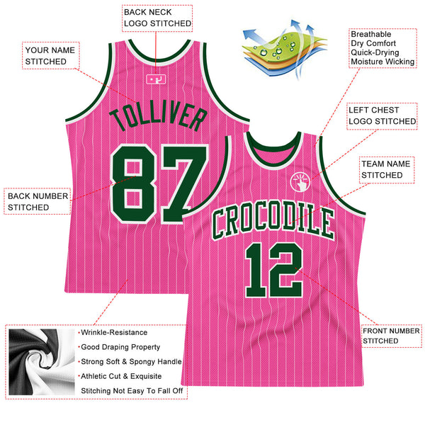 Custom Pink White V-Neck Basketball Jersey