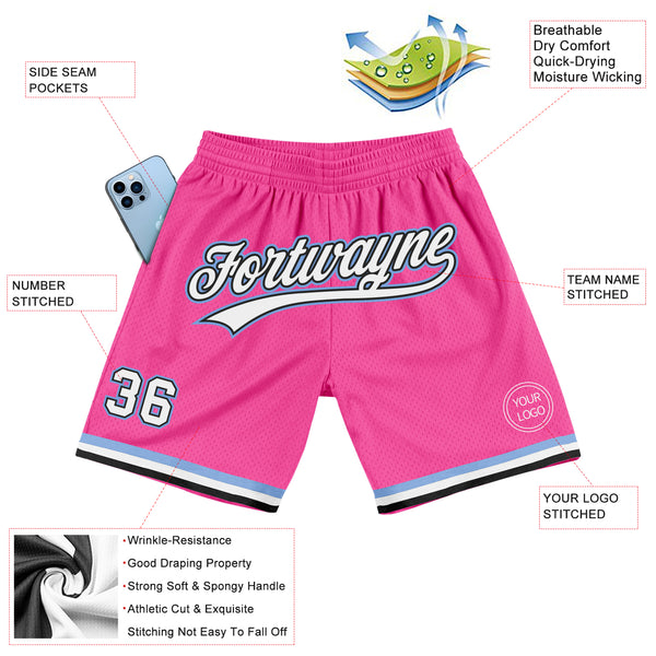 Cheap Custom Light Pink White-Black Authentic Throwback Basketball