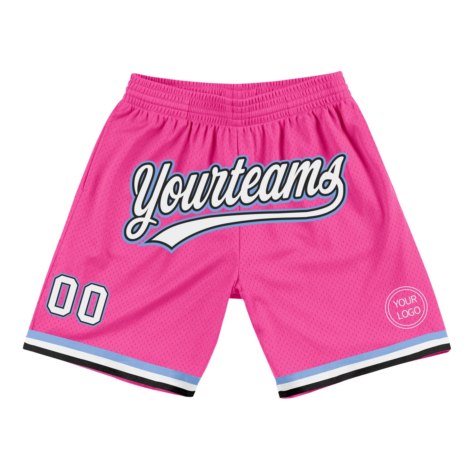 Cheap Custom White Pink Black-Light Blue Authentic Throwback