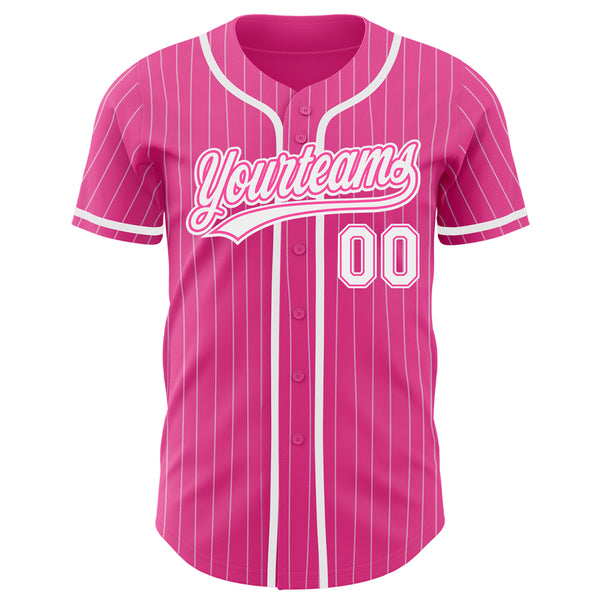 Cheap Custom Pink White Pinstripe White Authentic Baseball Jersey Free  Shipping – CustomJerseysPro