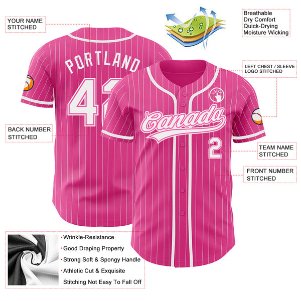 Cheap Custom Pink White Pinstripe White Authentic Baseball Jersey Free  Shipping – CustomJerseysPro