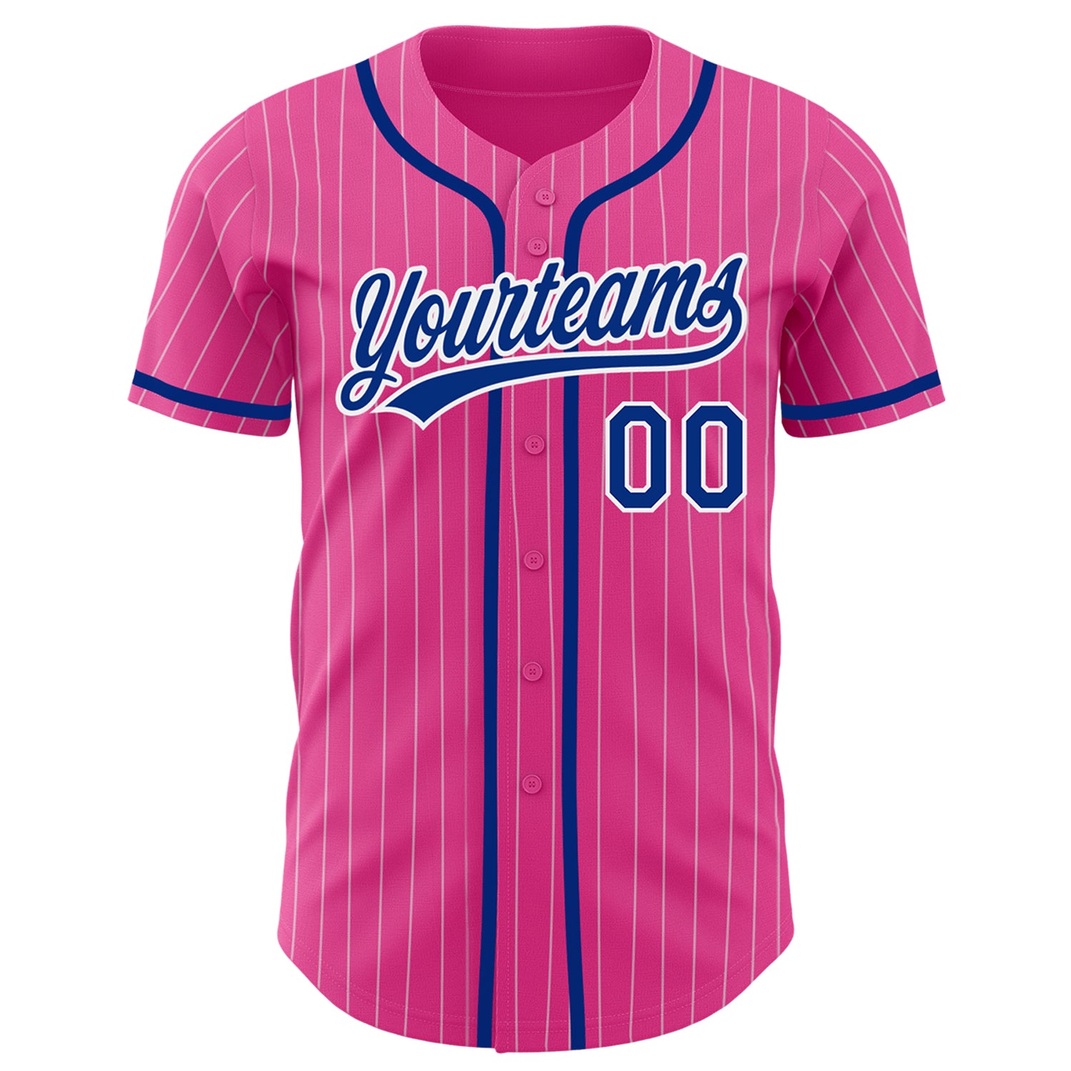 Custom Pink White Pinstripe Royal Authentic Baseball Jersey Discount