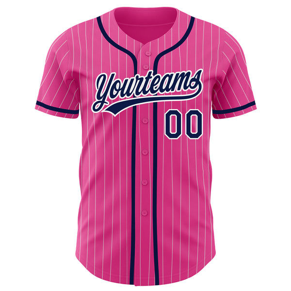 Cheap Custom Navy White Pinstripe Pink Authentic Baseball Jersey Free  Shipping – CustomJerseysPro