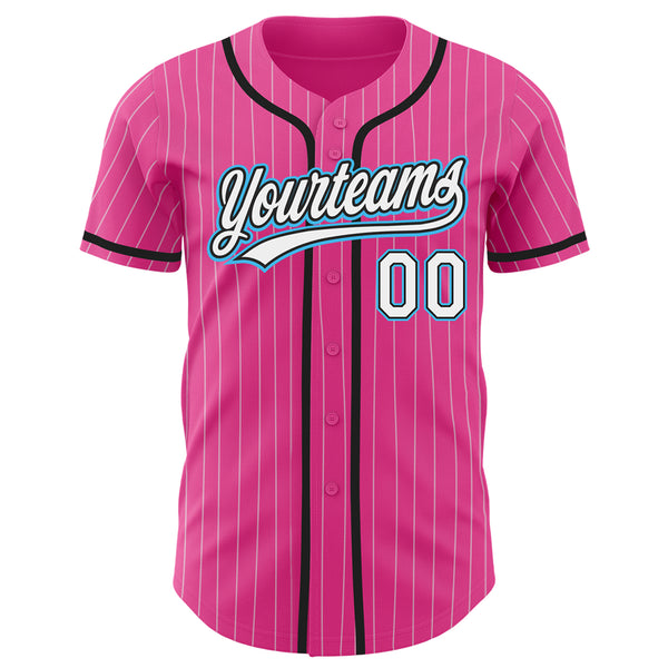 Cheap Custom Pink White Pinstripe Light Blue-White Authentic