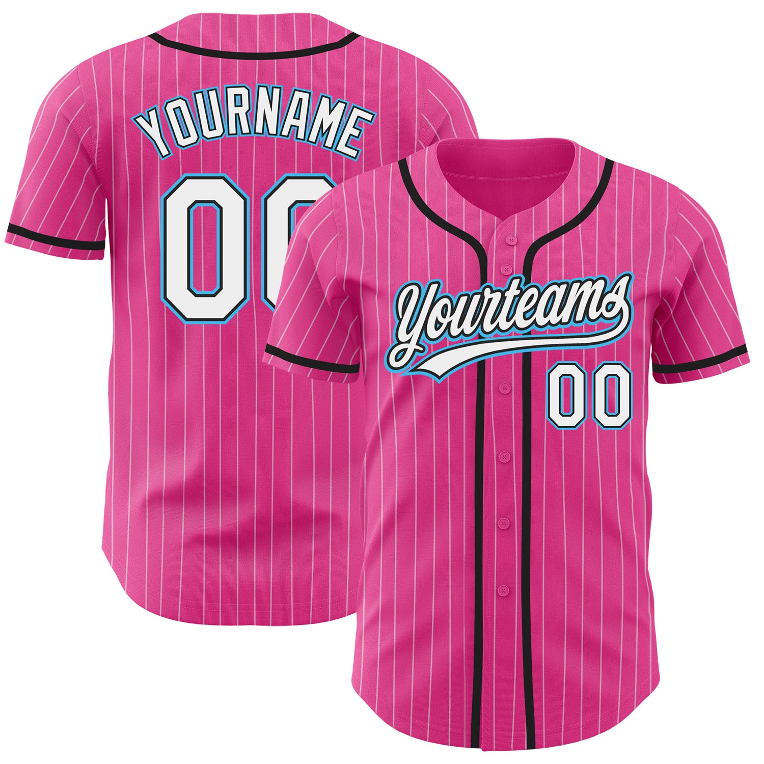 Custom Light Blue Pink Pinstripe Pink-White Authentic Baseball Jersey  Discount