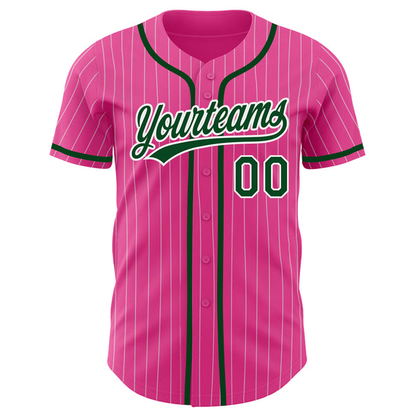 Cheap Custom Pink White Pinstripe Green Authentic Baseball Jersey Free  Shipping – CustomJerseysPro