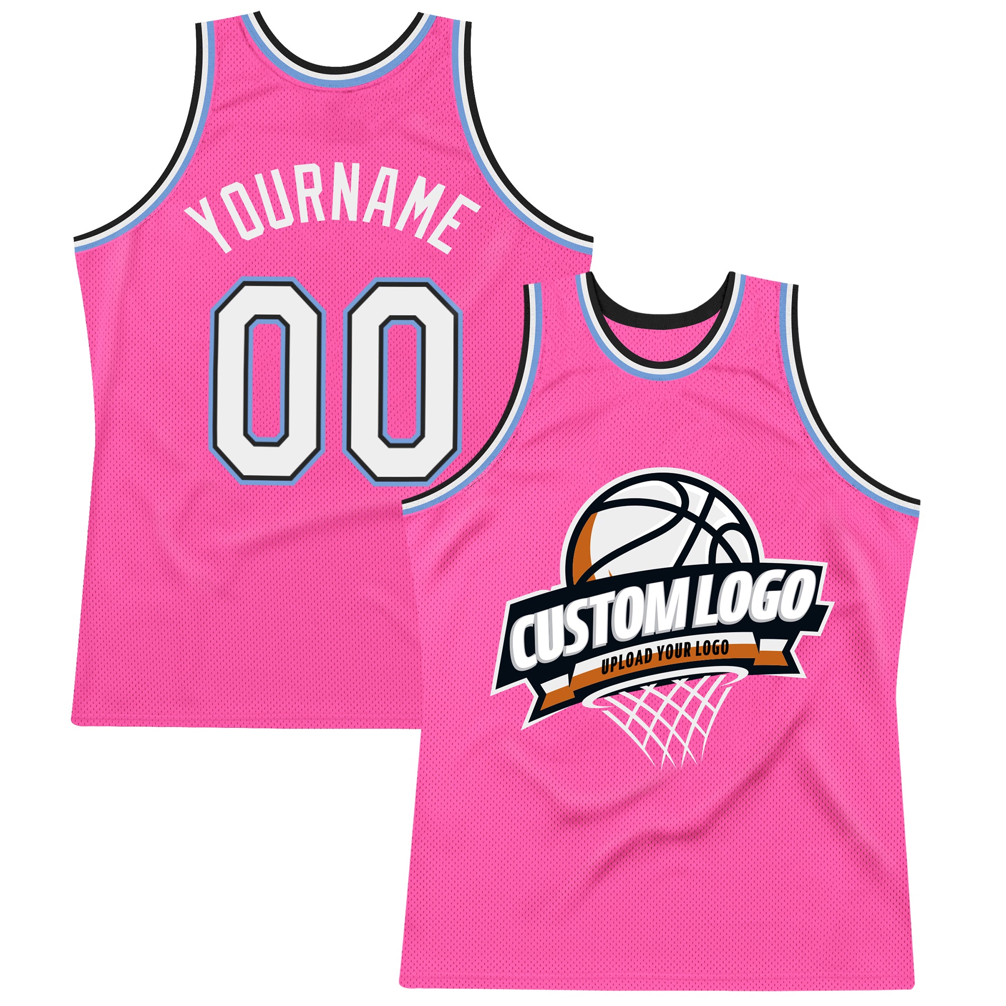 Custom Light Pink Black-White Authentic Throwback Basketball Jersey Discount