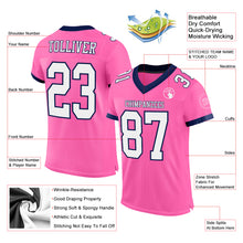 Laden Sie das Bild in den Galerie-Viewer, Custom Pink White-Navy Mesh Authentic Football Jersey
