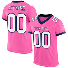 Laden Sie das Bild in den Galerie-Viewer, Custom Pink White-Navy Mesh Authentic Football Jersey

