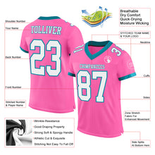 Laden Sie das Bild in den Galerie-Viewer, Custom Pink White-Teal Mesh Authentic Football Jersey
