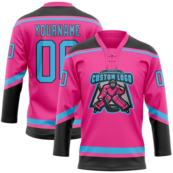 Cheap Custom Black Light Blue-Pink Hockey Jersey Free Shipping –  CustomJerseysPro