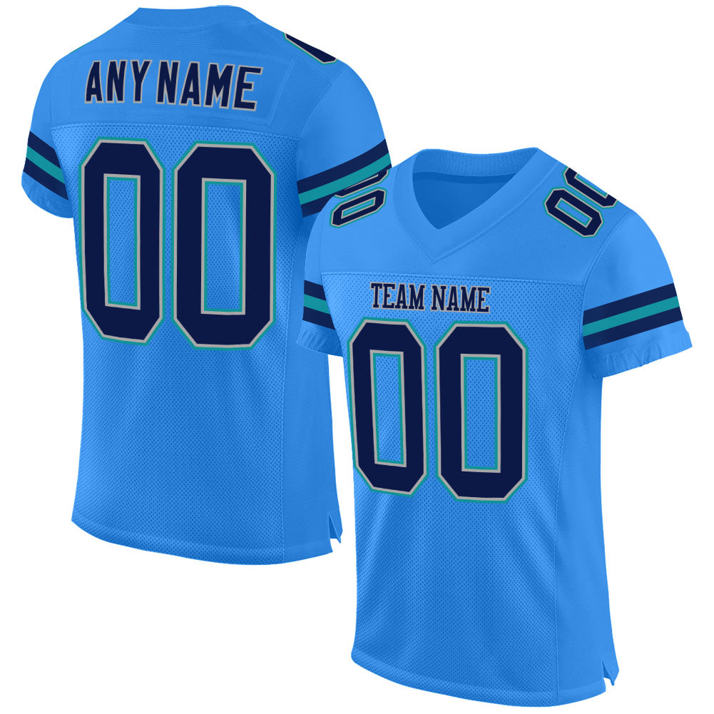 Cheap Custom Navy Aqua-White Mesh Authentic Football Jersey Free Shipping –  CustomJerseysPro