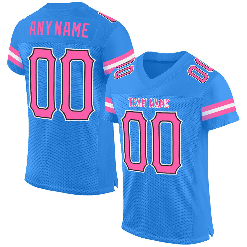 Cheap Custom Black Pink-Light Blue Mesh Authentic Football Jersey Free  Shipping – CustomJerseysPro