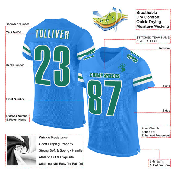 Cheap Custom Green White-Pink Mesh Authentic Football Jersey Free Shipping  – CustomJerseysPro