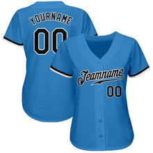 Laden Sie das Bild in den Galerie-Viewer, Custom Powder Blue Black-White Authentic Baseball Jersey
