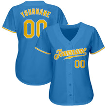 Laden Sie das Bild in den Galerie-Viewer, Custom Powder Blue Gold-White Authentic Baseball Jersey
