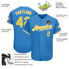 Load image into Gallery viewer, Custom Powder Blue Gold-White Authentic Baseball Jersey
