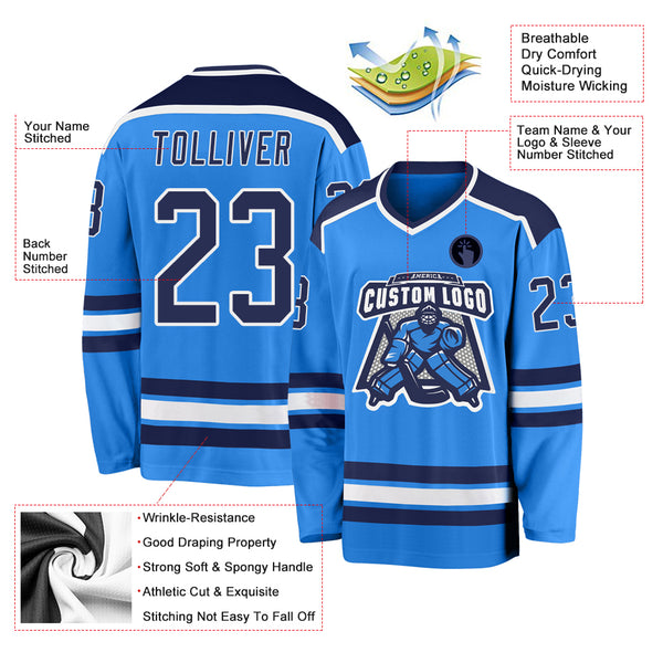 Cheap Custom Blue Navy-White Hockey Jersey Free Shipping