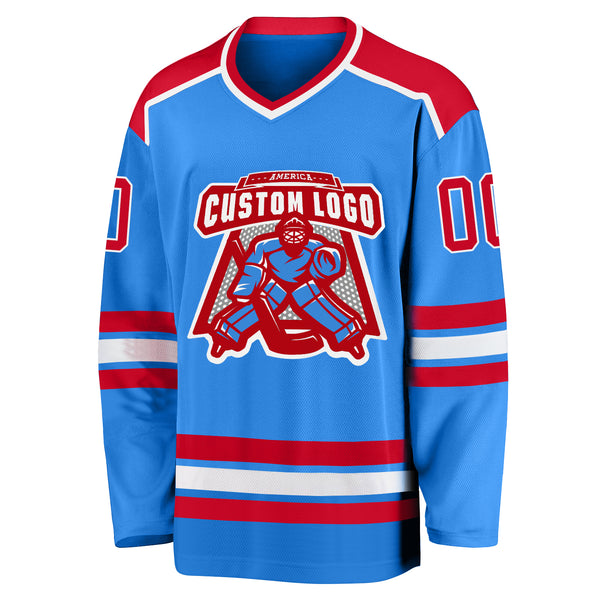 Cheap Custom Blue Red-White Hockey Jersey Free Shipping