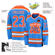 Laden Sie das Bild in den Galerie-Viewer, Custom Powder Blue Orange-White Hockey Jersey
