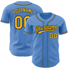 Charger l&#39;image dans la galerie, Custom Powder Blue Yellow-Navy Authentic Baseball Jersey
