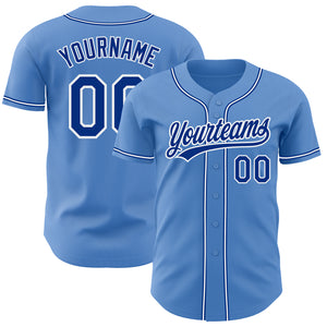 Custom Powder Blue Royal-White Authentic Baseball Jersey