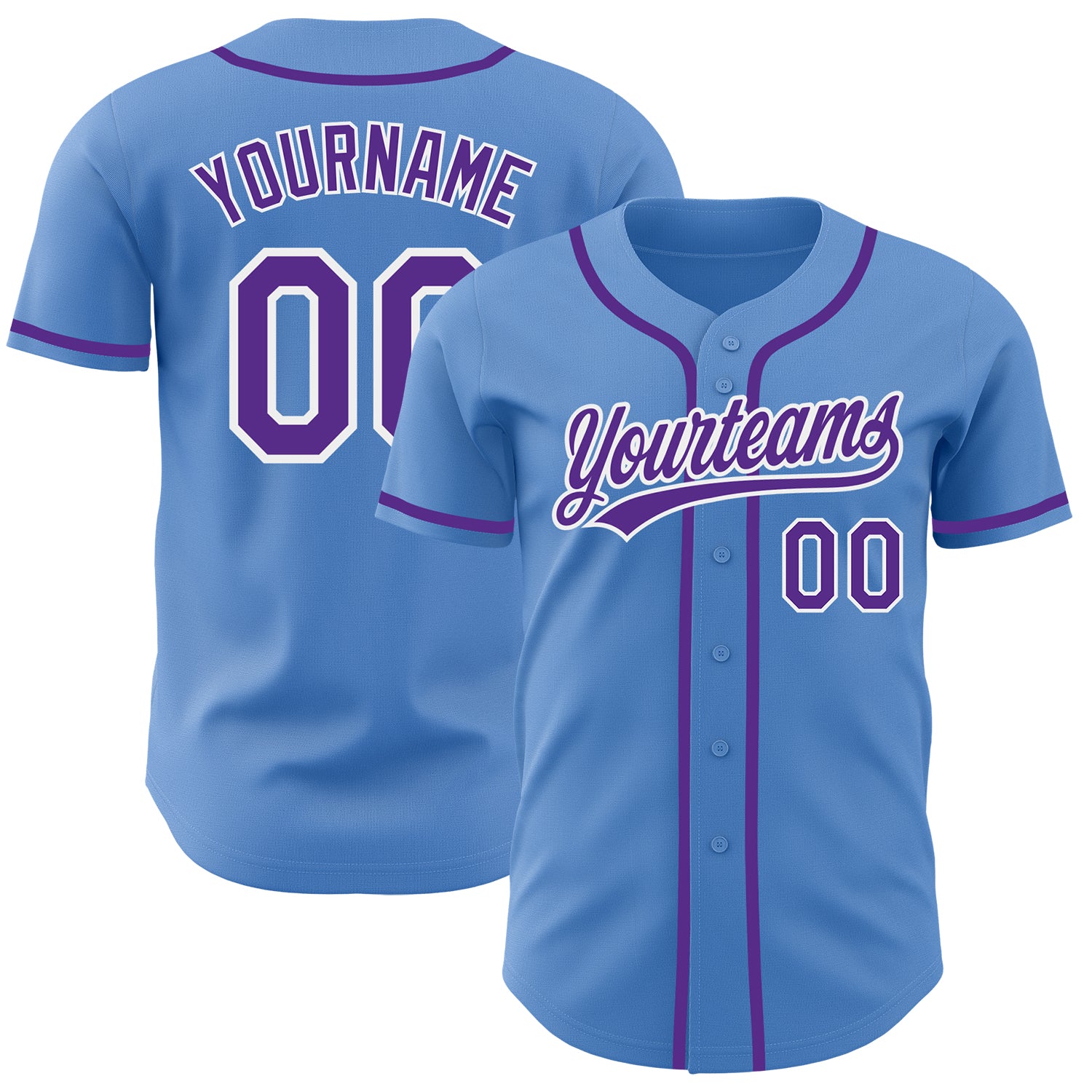 Cheap Custom Powder Blue Purple-White Authentic Baseball Jersey