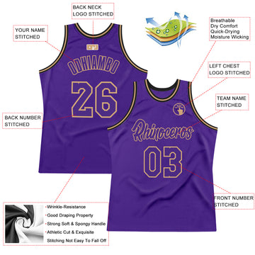 Custom Purple Purple-Old Gold Authentic Throwback Basketball Jersey