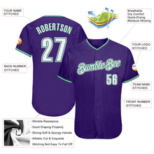 Load image into Gallery viewer, Custom Purple White-Kelly Green Authentic Baseball Jersey
