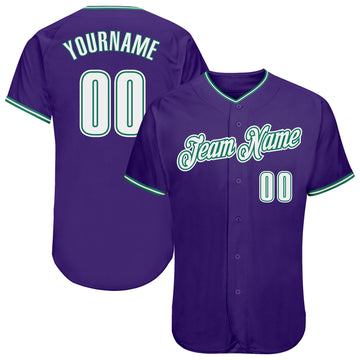 Custom Purple White-Kelly Green Authentic Baseball Jersey