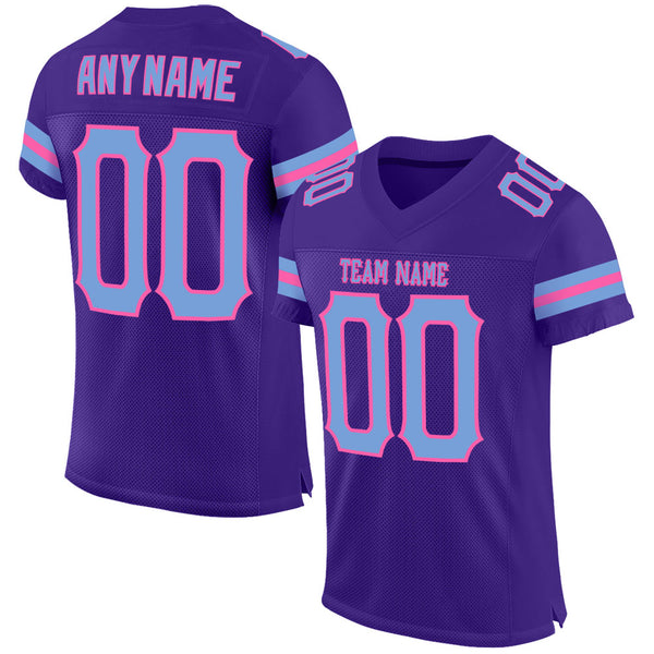 Custom Purple Light Blue-Pink Mesh Authentic Football Jersey Discount