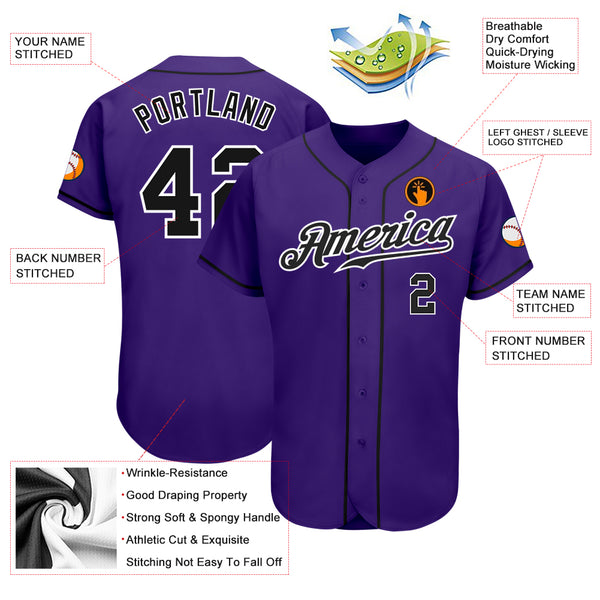 Custom White Purple-Black Authentic Baseball Jersey Women's Size:XL