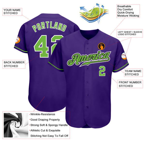 Cheap Custom Purple Neon Green-White Authentic Baseball Jersey Free  Shipping – CustomJerseysPro