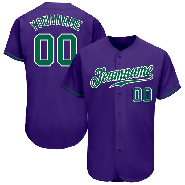 Cheap Custom White Kelly Green-Purple Authentic Baseball Jersey Free  Shipping – CustomJerseysPro