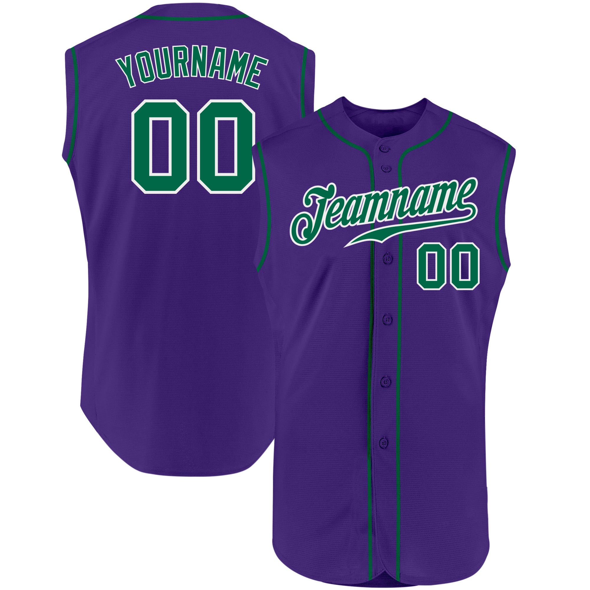 Cheap Custom White Kelly Green-Purple Authentic Baseball Jersey