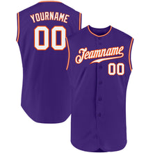 Load image into Gallery viewer, Custom Purple White-Orange Authentic Sleeveless Baseball Jersey
