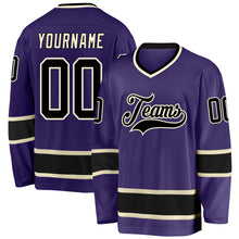 Laden Sie das Bild in den Galerie-Viewer, Custom Purple Black-Cream Hockey Jersey
